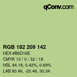 Color code: RGB 182 209 142 | qconv.com