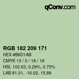Color code: RGB 182 209 171 | qconv.com