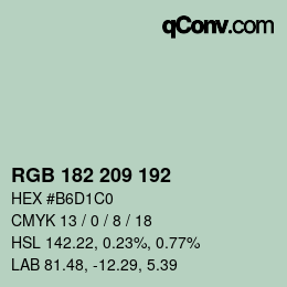 Color code: RGB 182 209 192 | qconv.com