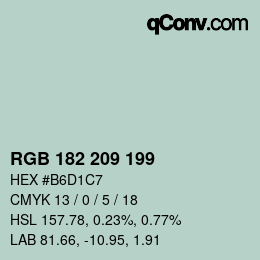 Color code: RGB 182 209 199 | qconv.com