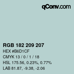 Color code: RGB 182 209 207 | qconv.com