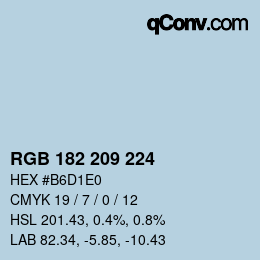 カラーコード: RGB 182 209 224 | qconv.com