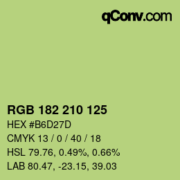 Color code: RGB 182 210 125 | qconv.com