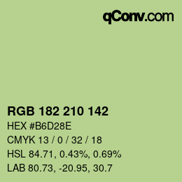 Color code: RGB 182 210 142 | qconv.com