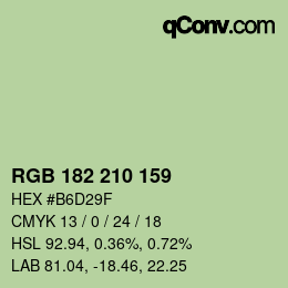 Color code: RGB 182 210 159 | qconv.com