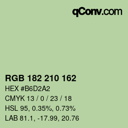 Color code: RGB 182 210 162 | qconv.com