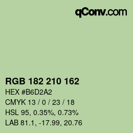 カラーコード: RGB 182 210 162 | qconv.com