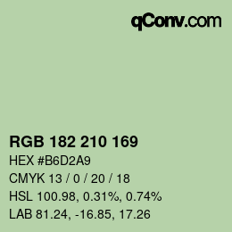 Color code: RGB 182 210 169 | qconv.com