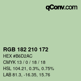 Color code: RGB 182 210 172 | qconv.com