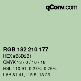 Color code: RGB 182 210 177 | qconv.com