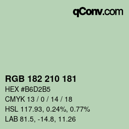 Color code: RGB 182 210 181 | qconv.com