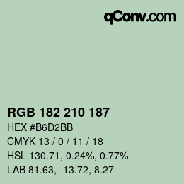 Color code: RGB 182 210 187 | qconv.com