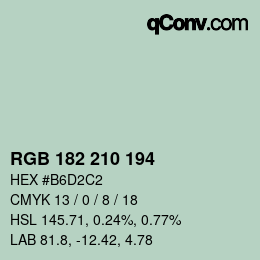 Color code: RGB 182 210 194 | qconv.com
