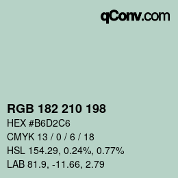 Color code: RGB 182 210 198 | qconv.com