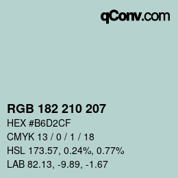 Color code: RGB 182 210 207 | qconv.com
