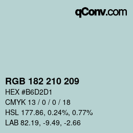 Color code: RGB 182 210 209 | qconv.com