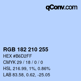 Color code: RGB 182 210 255 | qconv.com