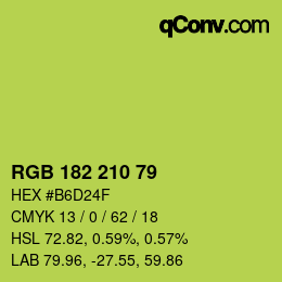 Color code: RGB 182 210 79 | qconv.com