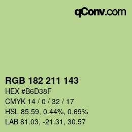 Color code: RGB 182 211 143 | qconv.com