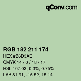 Color code: RGB 182 211 174 | qconv.com