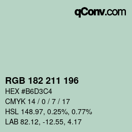 Color code: RGB 182 211 196 | qconv.com