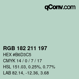 Color code: RGB 182 211 197 | qconv.com