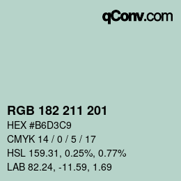 Color code: RGB 182 211 201 | qconv.com