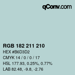 Color code: RGB 182 211 210 | qconv.com