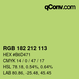 Color code: RGB 182 212 113 | qconv.com