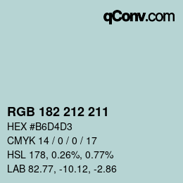 Color code: RGB 182 212 211 | qconv.com