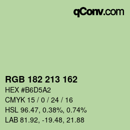 Color code: RGB 182 213 162 | qconv.com