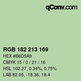 Color code: RGB 182 213 169 | qconv.com
