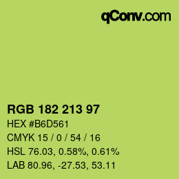 Color code: RGB 182 213 97 | qconv.com