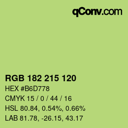 Color code: RGB 182 215 120 | qconv.com