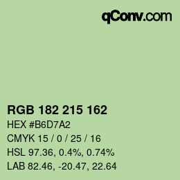 Color code: RGB 182 215 162 | qconv.com