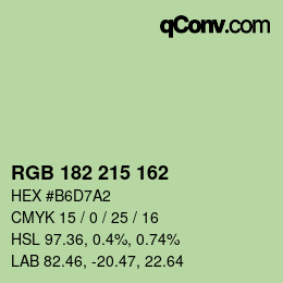 カラーコード: RGB 182 215 162 | qconv.com