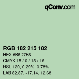Color code: RGB 182 215 182 | qconv.com