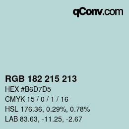 Color code: RGB 182 215 213 | qconv.com