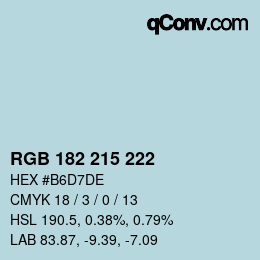 Color code: RGB 182 215 222 | qconv.com