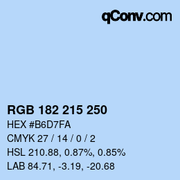 Color code: RGB 182 215 250 | qconv.com