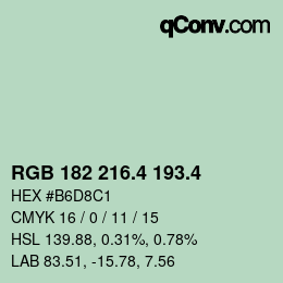 カラーコード: RGB 182 216.4 193.4 | qconv.com