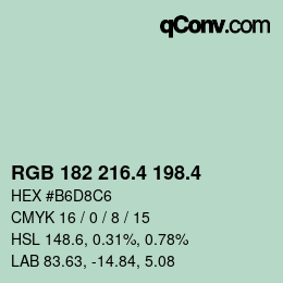 カラーコード: RGB 182 216.4 198.4 | qconv.com