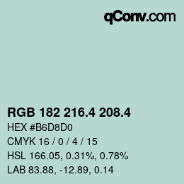 カラーコード: RGB 182 216.4 208.4 | qconv.com