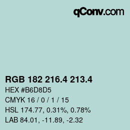 カラーコード: RGB 182 216.4 213.4 | qconv.com