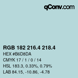 カラーコード: RGB 182 216.4 218.4 | qconv.com