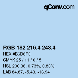 カラーコード: RGB 182 216.4 243.4 | qconv.com