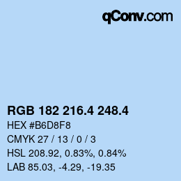 カラーコード: RGB 182 216.4 248.4 | qconv.com