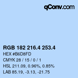 カラーコード: RGB 182 216.4 253.4 | qconv.com