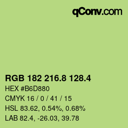 カラーコード: RGB 182 216.8 128.4 | qconv.com