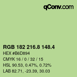 カラーコード: RGB 182 216.8 148.4 | qconv.com